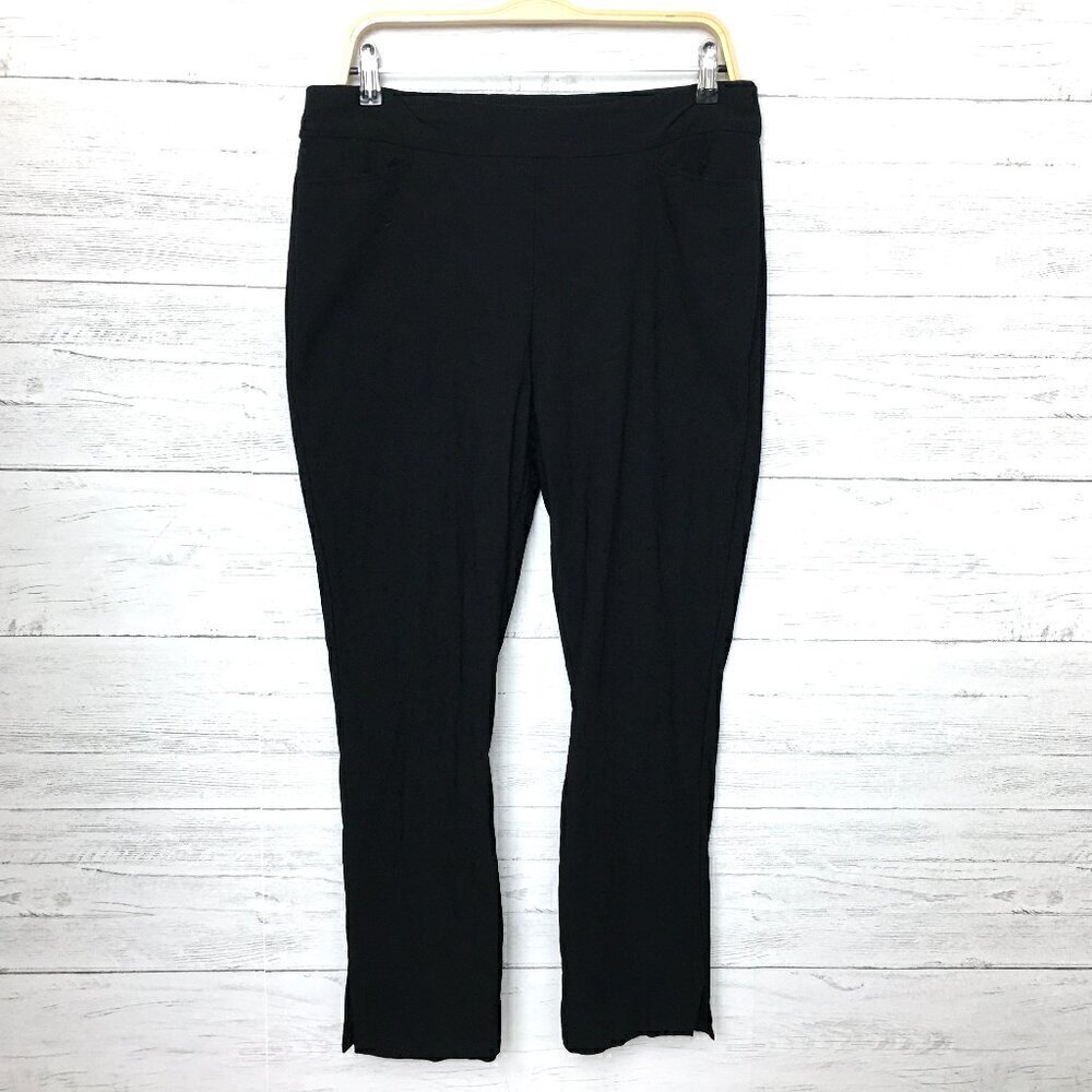 Chico's Women's Black Stretch Dress Pants Straight Leg Elastic Waist size 10R